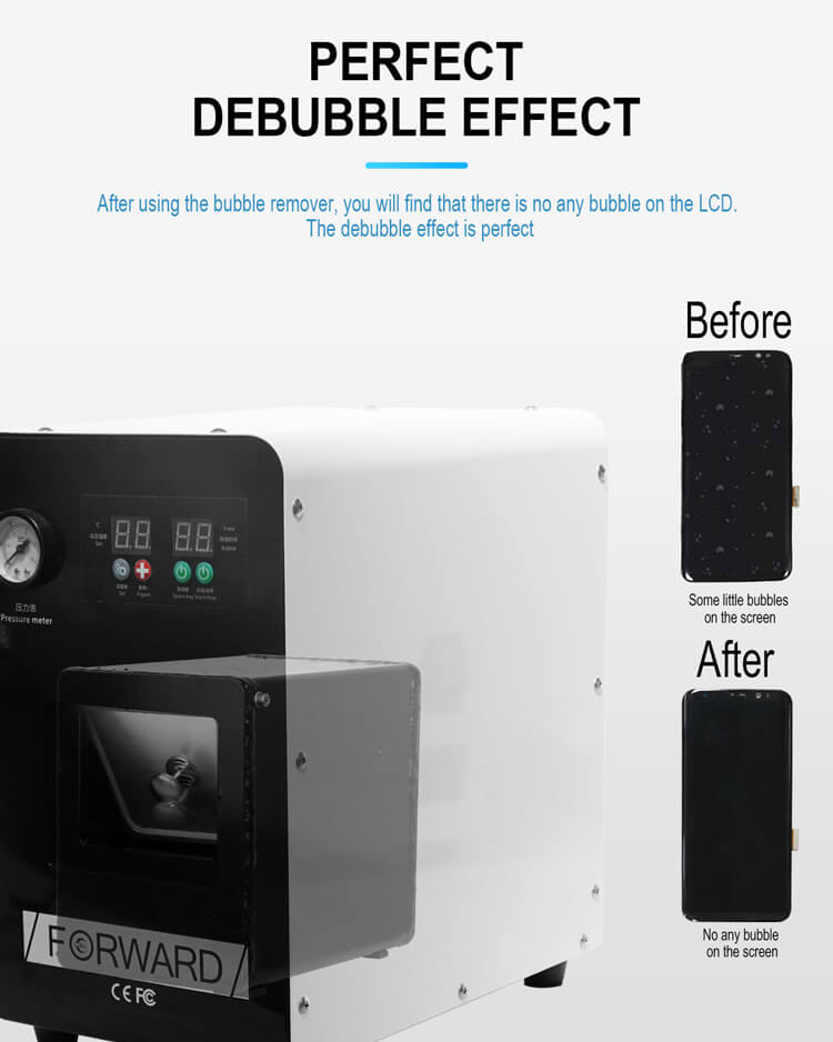 Top safety mini bubble removal machine for LCD OLED