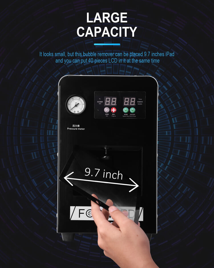 Top safety mini bubble removal machine for LCD OLED