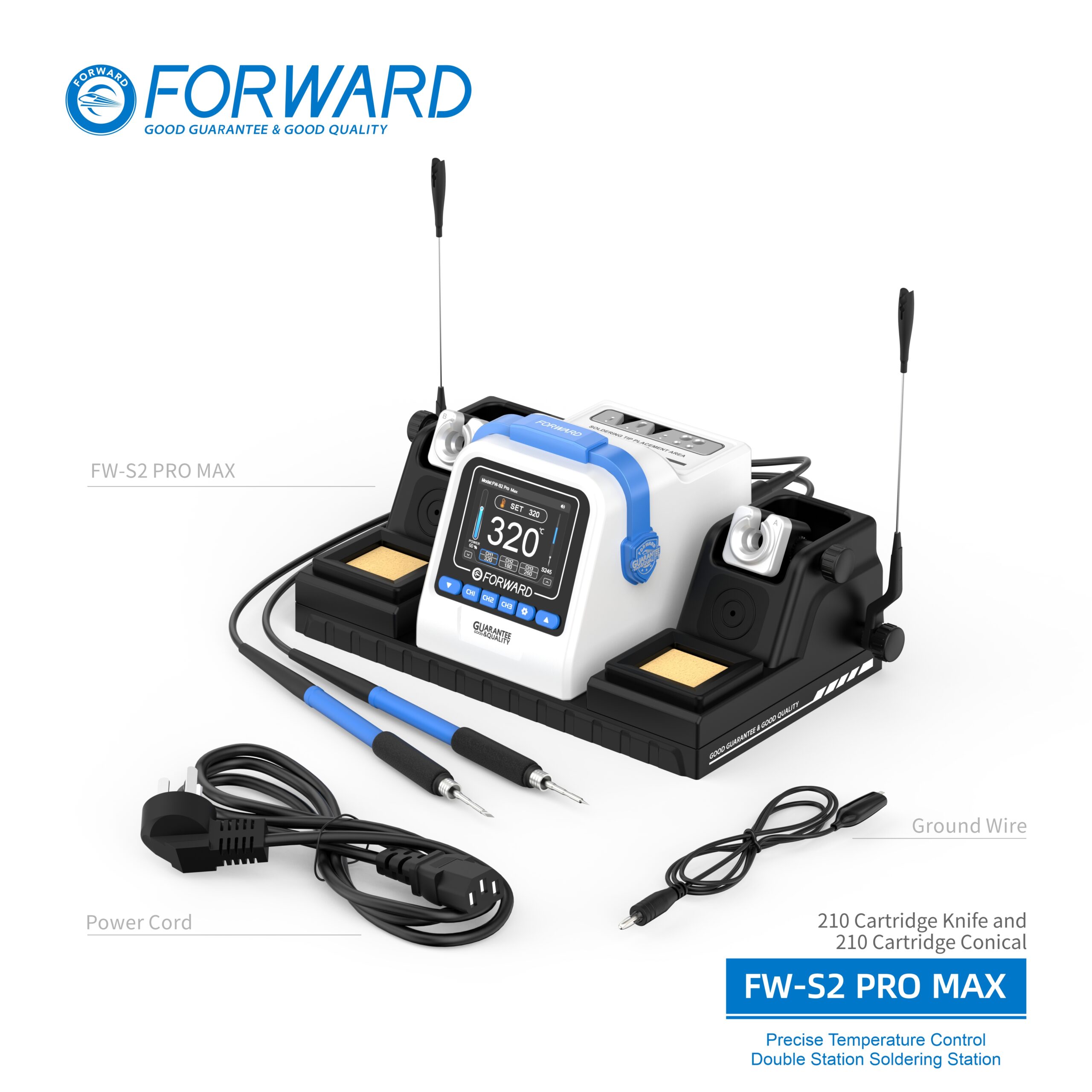 11 FW-S2ProMax Series Precise Temperature Control Double Station Soldering Station