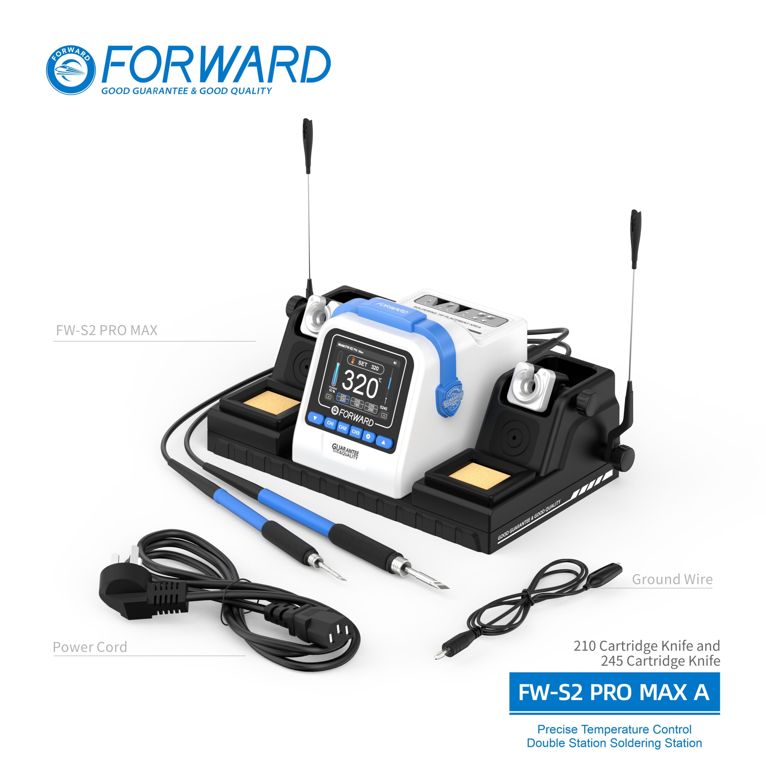 12 FW-S2ProMax Series Precise Temperature Control Double Station Soldering Station