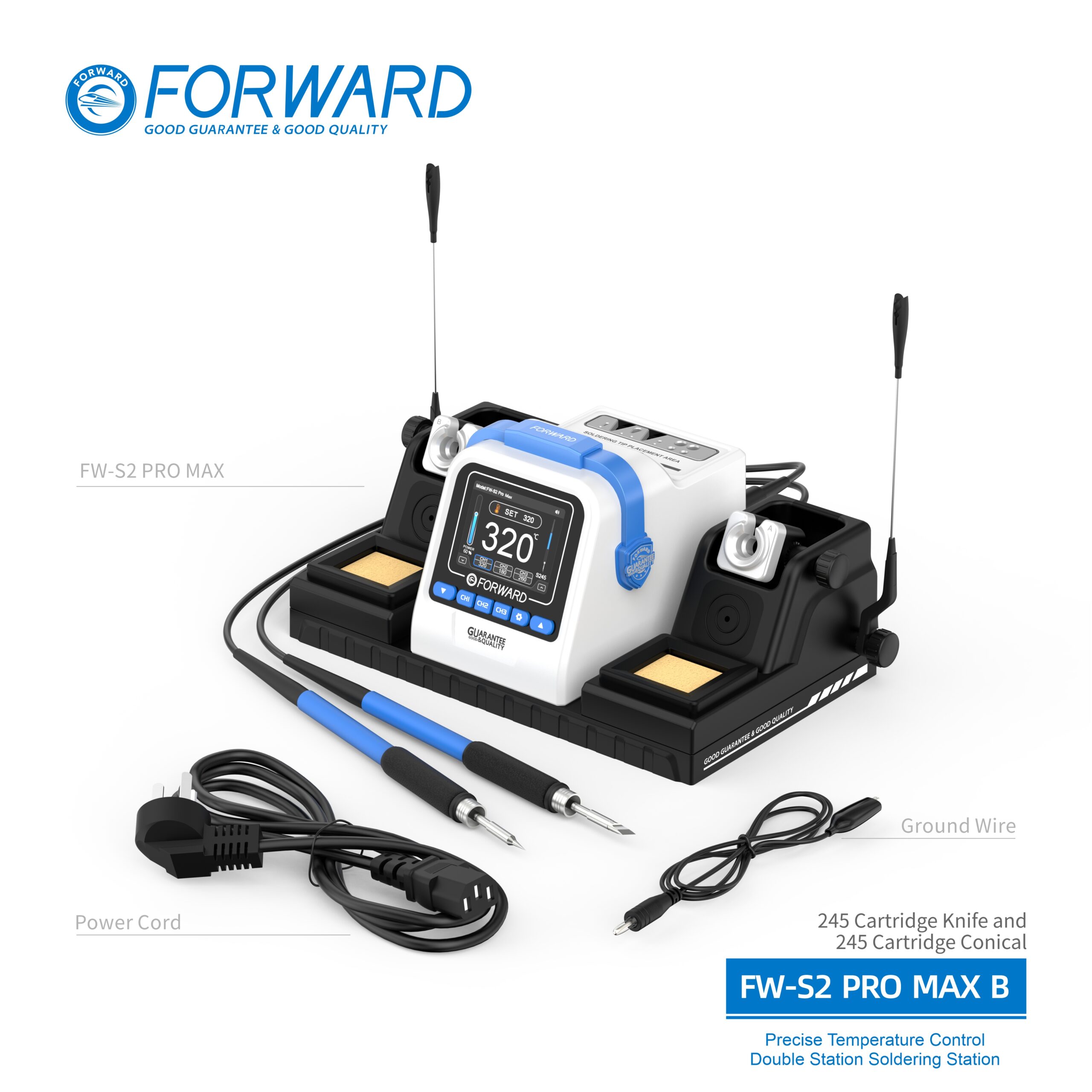 13 FW-S2ProMax Series Precise Temperature Control Double Station Soldering Station